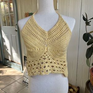 Yellow Crochet Halter Top
